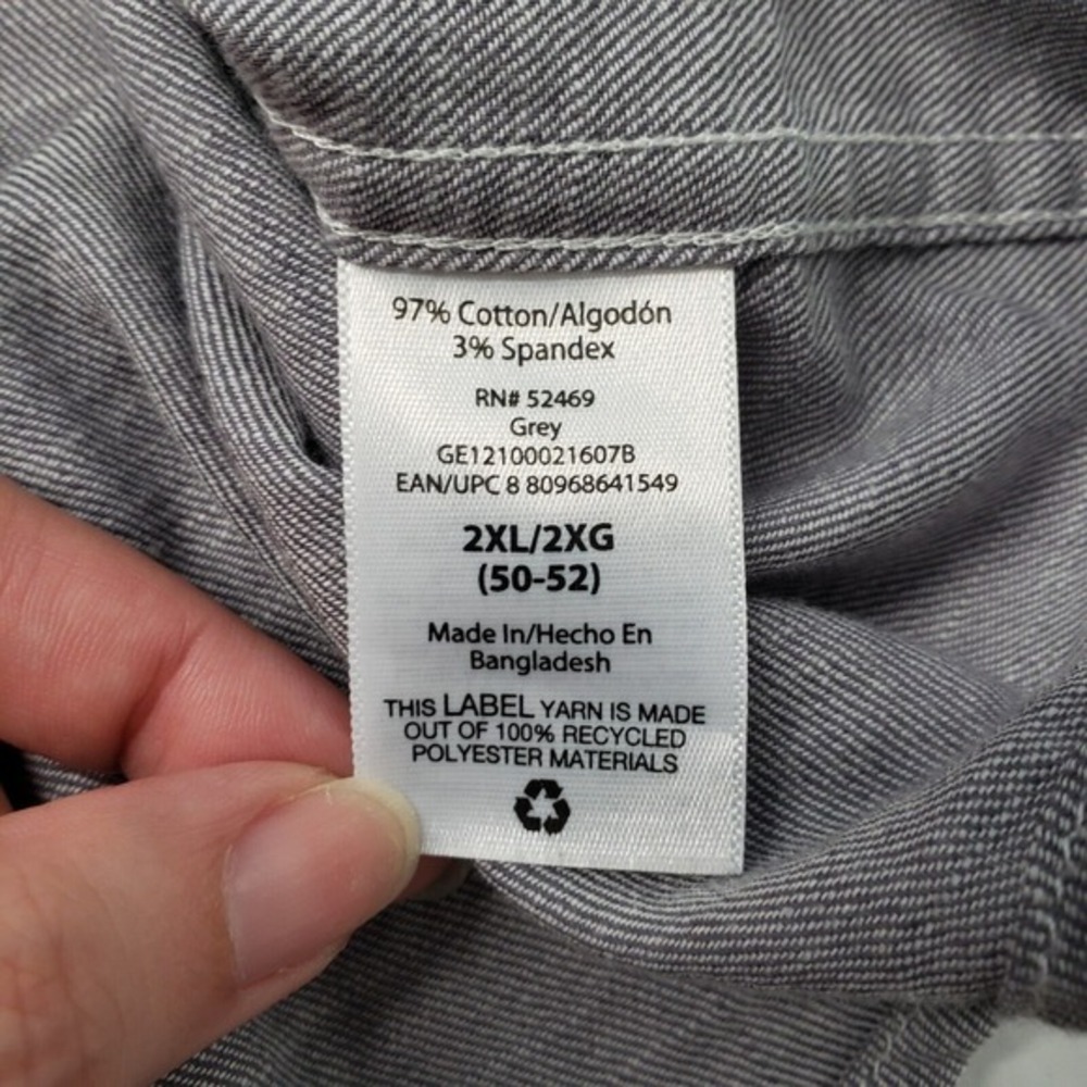 George Button Down Shirt Mens 2XL 50-52 Grey Classic Fit Short Sleeve Casual Dad - Picture 8 of 16